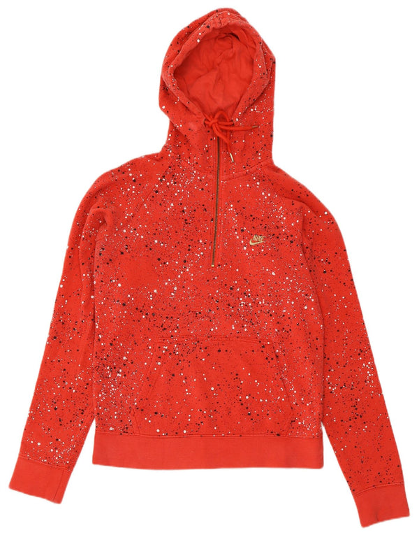 Nike Damen-Kapuzenpullover mit Reißverschluss, UK 14, mittelrosa gepunktete Baumwolle
