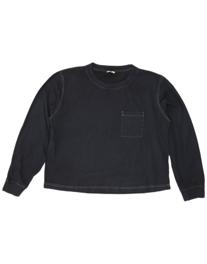 Cos Herren-Top aus Baumwolle, langärmelig, mittelgroß, Marineblau