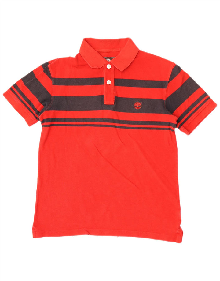 Timberland Herren-Poloshirt mit normaler Passform, mittelrot gestreift
