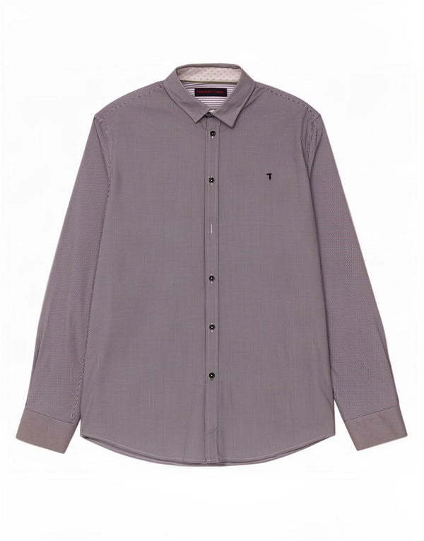 Trussardi Jeans Mens Shirt Size 42 Large Navy Blue Pinstripe Cotton