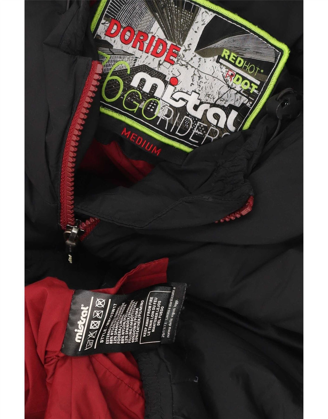 Mistral Wattierte Herrenjacke mit Kapuze, UK 38, Mittelschwarz, Polyester