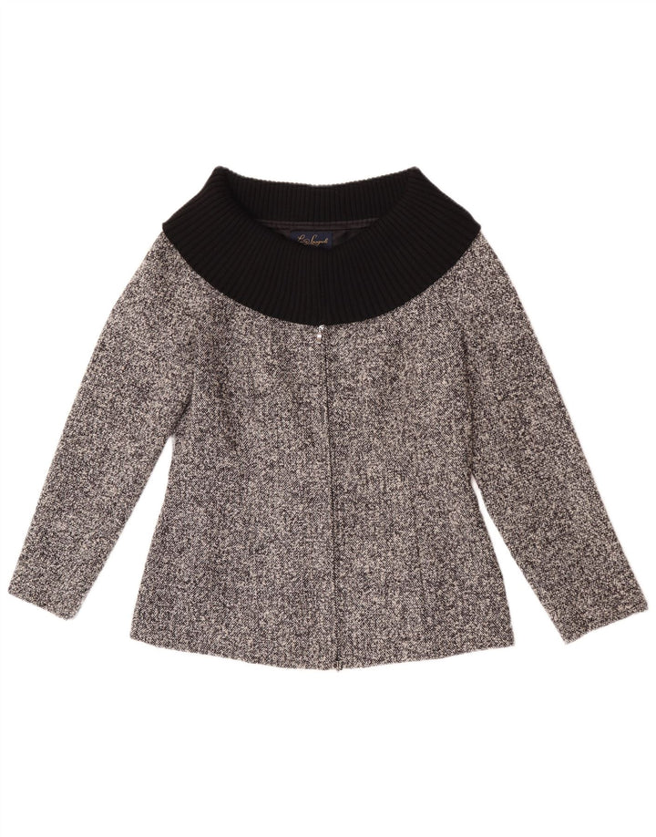 Luisa Spagnoli Damen Blazer Jacke IT 46 Große grau gefleckte Wolle