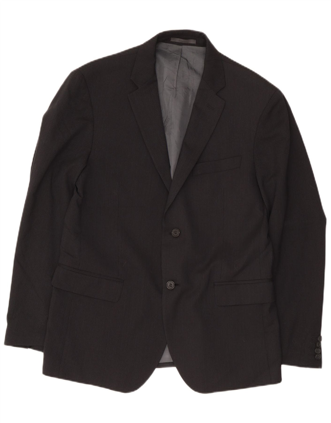 Calvin Klein Herren-Blazer mit 2 Knöpfen, IT 52 XL, schwarze Nadelstreifenwolle
