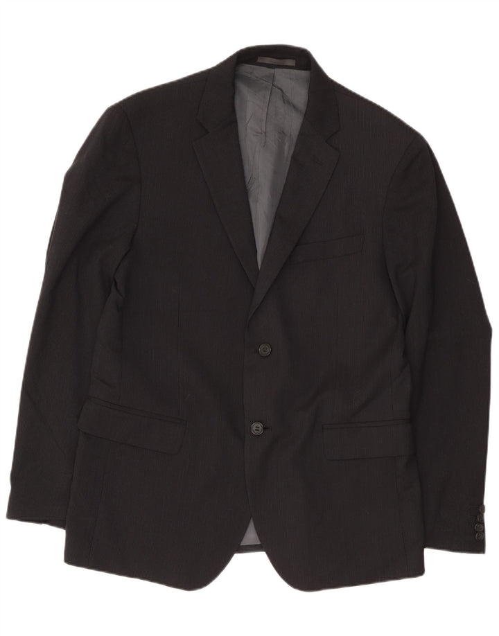 Calvin Klein Herren-Blazer mit 2 Knöpfen, IT 52 XL, schwarze Nadelstreifenwolle