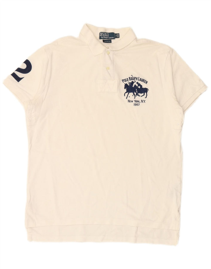 POLO RALPH LAUREN Herren-Rugby-Poloshirt mit individueller Passform, große weiße Baumwolle