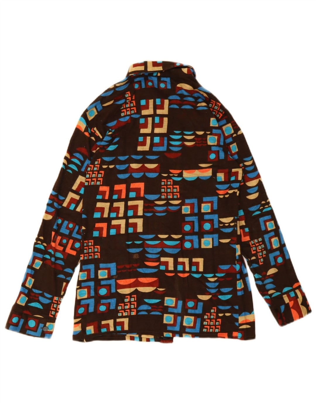 Vintage-Hemd für Jungen, 11–12 Jahre, braun, geometrisch, Polyacryl