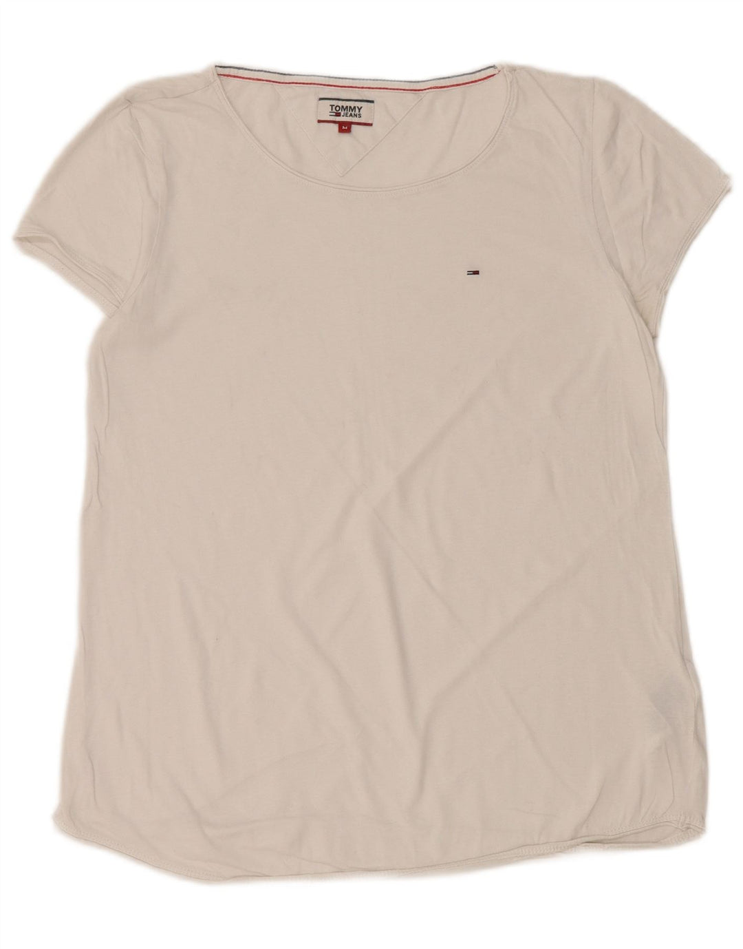 TOMMY HILFIGER Damen T-Shirt Top UK 14 Mittelweiße Baumwolle
