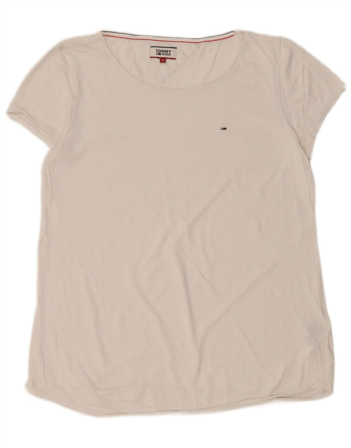 TOMMY HILFIGER Damen T-Shirt Top UK 14 Mittelweiße Baumwolle