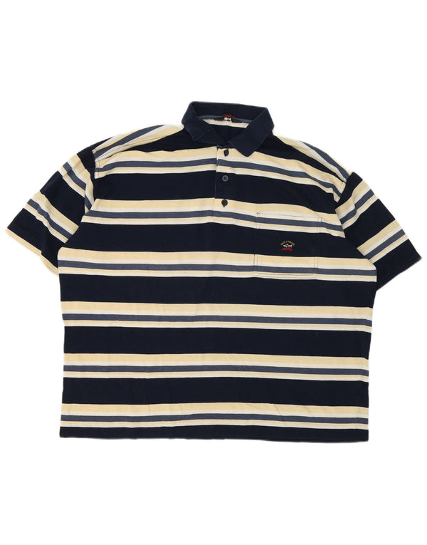 Paul & Shark Herren Poloshirt 2XL Marineblau gestreift aus Baumwolle