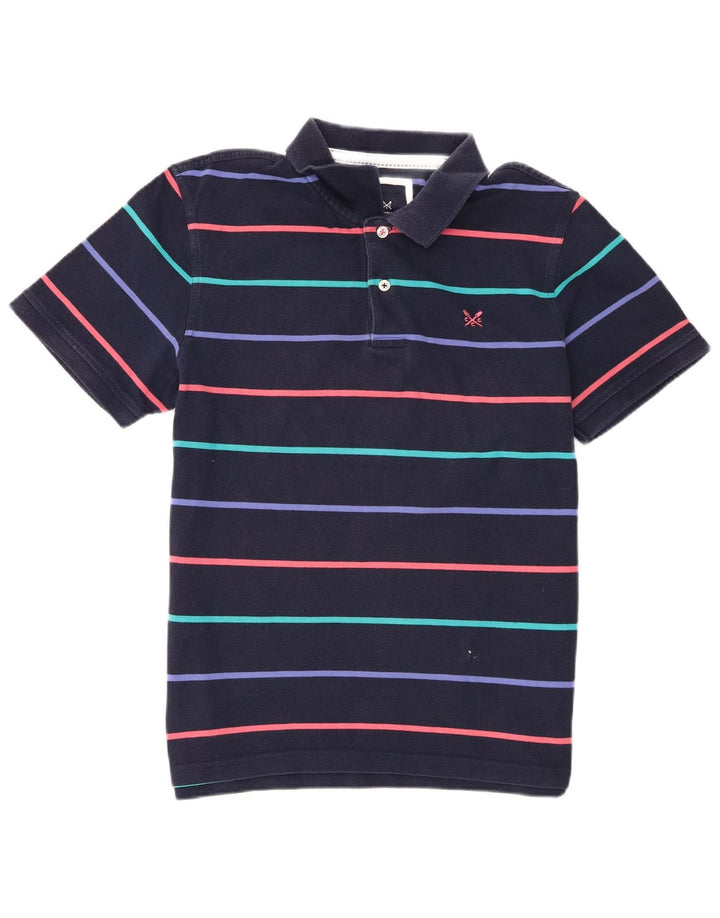 Crew Clothing Herren-Poloshirt aus mittelblauer, gestreifter Baumwolle