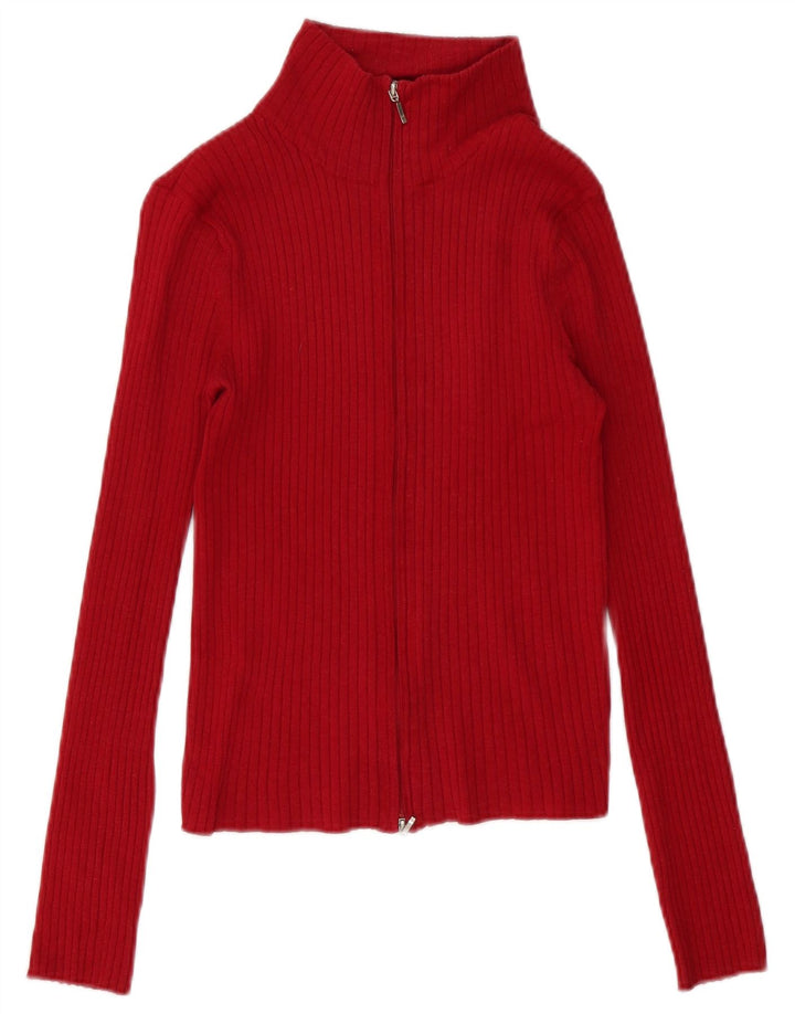 Zara Damen-Cardigan-Pullover UK 12 Medium Red Ramie