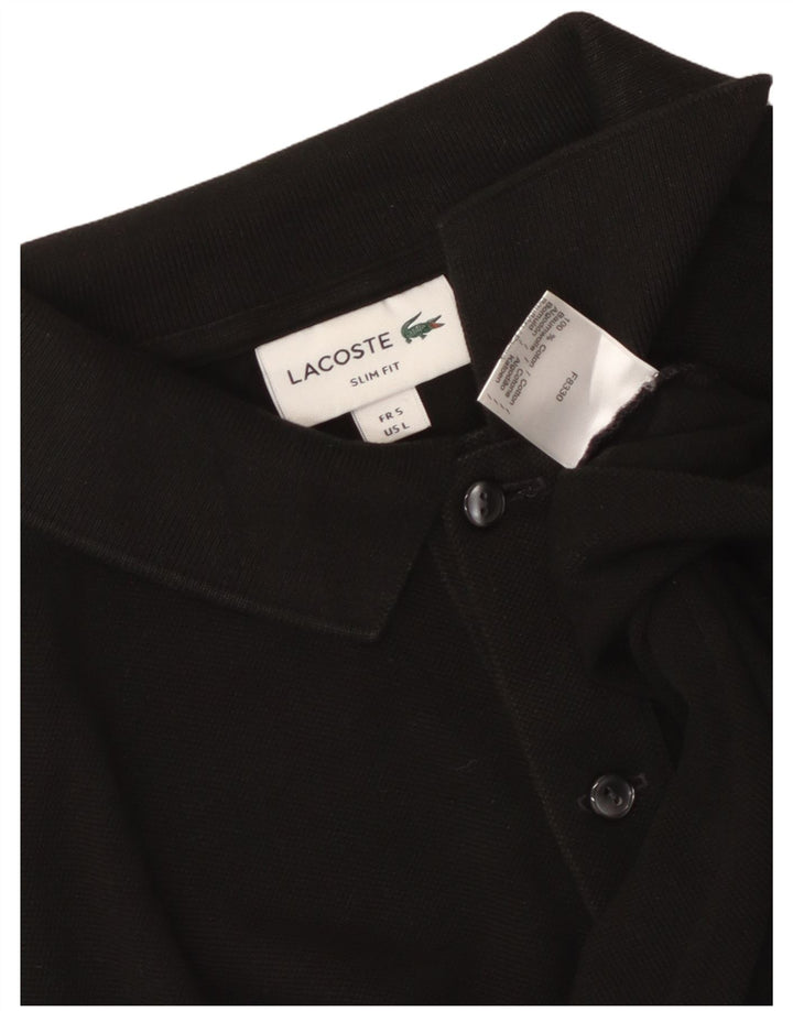 Lacoste Herren-Poloshirt in schmaler Passform, Größe 5, groß, schwarze Baumwolle