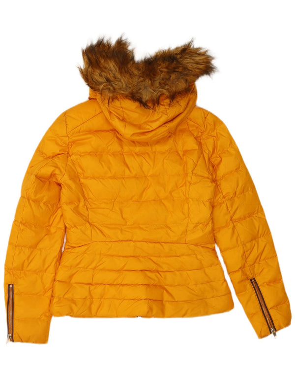 Zara Damen-Kapuzenjacke, wattiert, Gr. 10, Größe S, gelb, Polyester