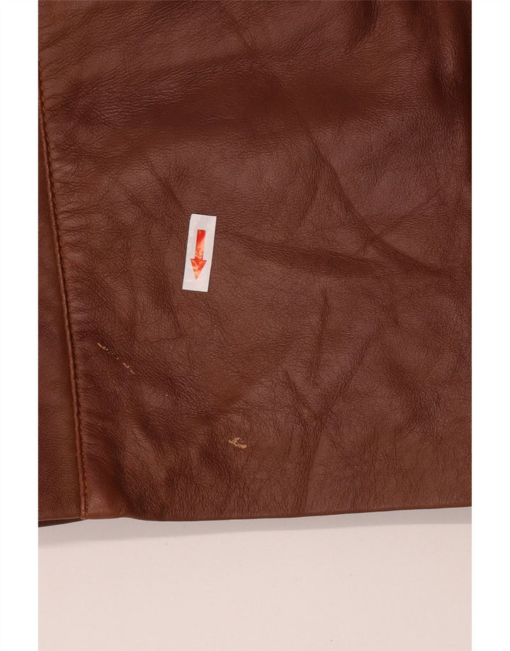 Vintage Herren 3 Knopf Leder Blazer Jacke UK 40 Großes braunes Leder