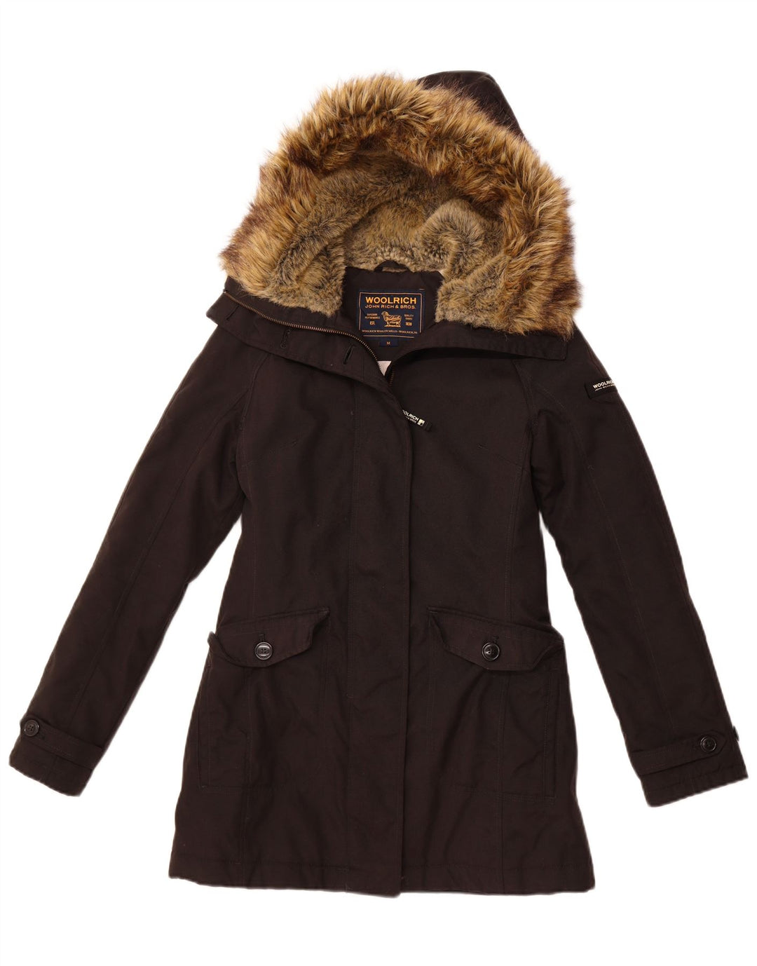 WOOLRICH Damen-Parkajacke mit Kapuze, UK 12, mittelschwarz