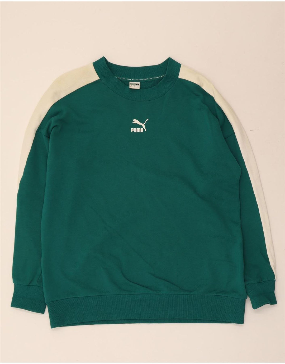 Puma Herren Sweatshirt Pullover Small Grün Colourblock Baumwolle
