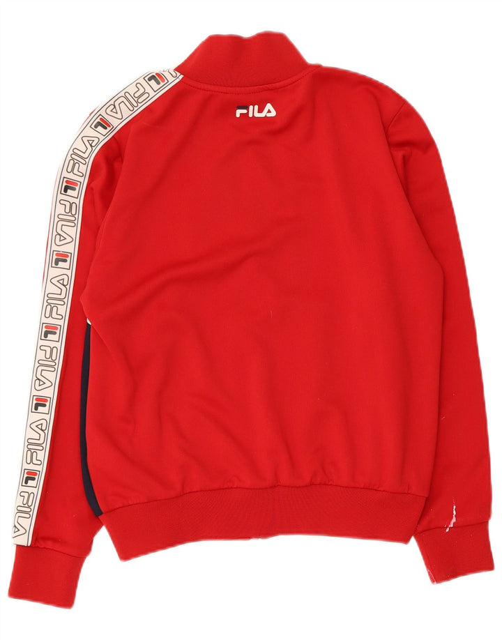 FILA Damen-Trainingsanzugoberteil mit Grafik, UK 14, Mittelrot, Farbblock