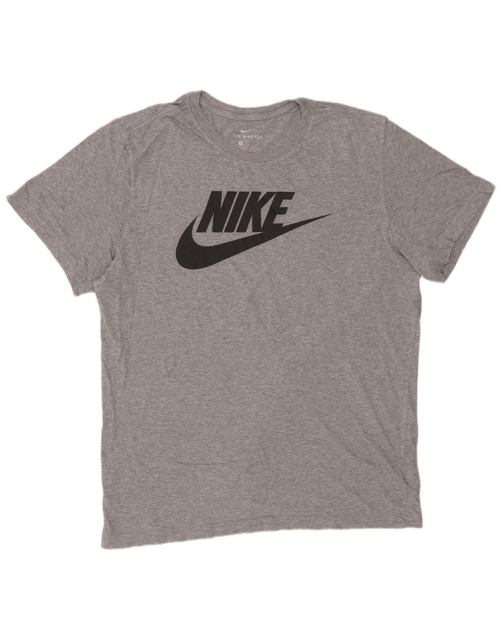 NIKE Herren-T-Shirt mit Grafik, Größe L, Grau, Baumwolle