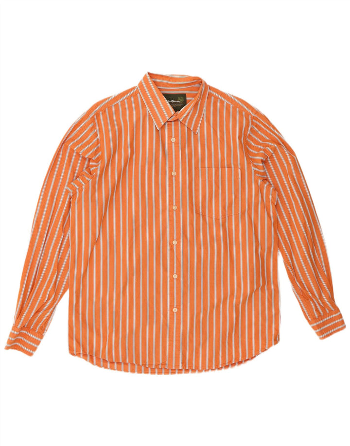 EDDIE BAUER Herrenhemd Mittelorange Nadelstreifen-Baumwolle