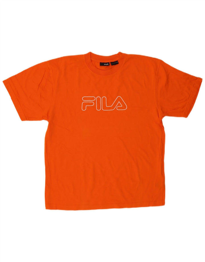 FILA Herren Grafik-T-Shirt-Oberteil aus mitteloranger Baumwolle