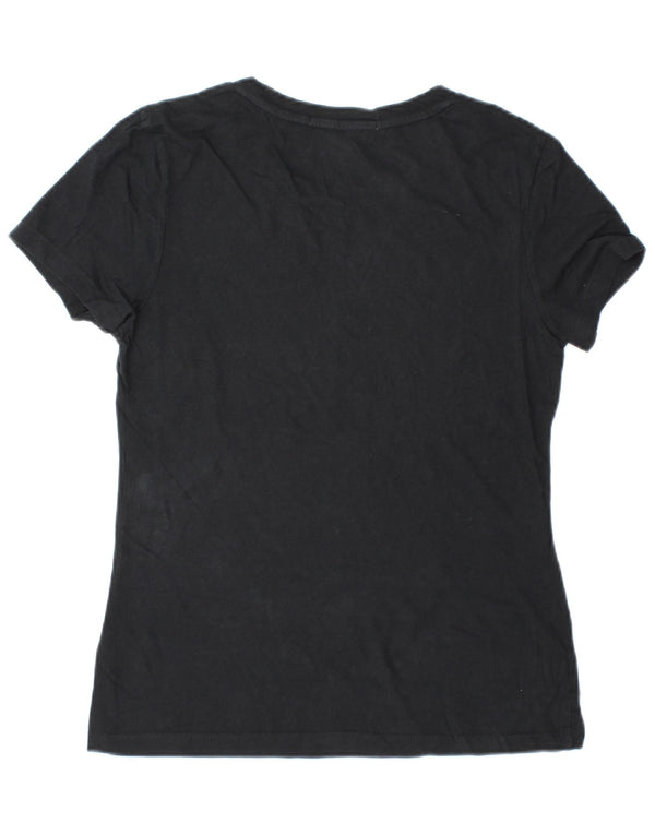 CALVIN KLEIN JEANS Damen Grafik T-Shirt Top UK 12 Medium Schwarz Baumwolle
