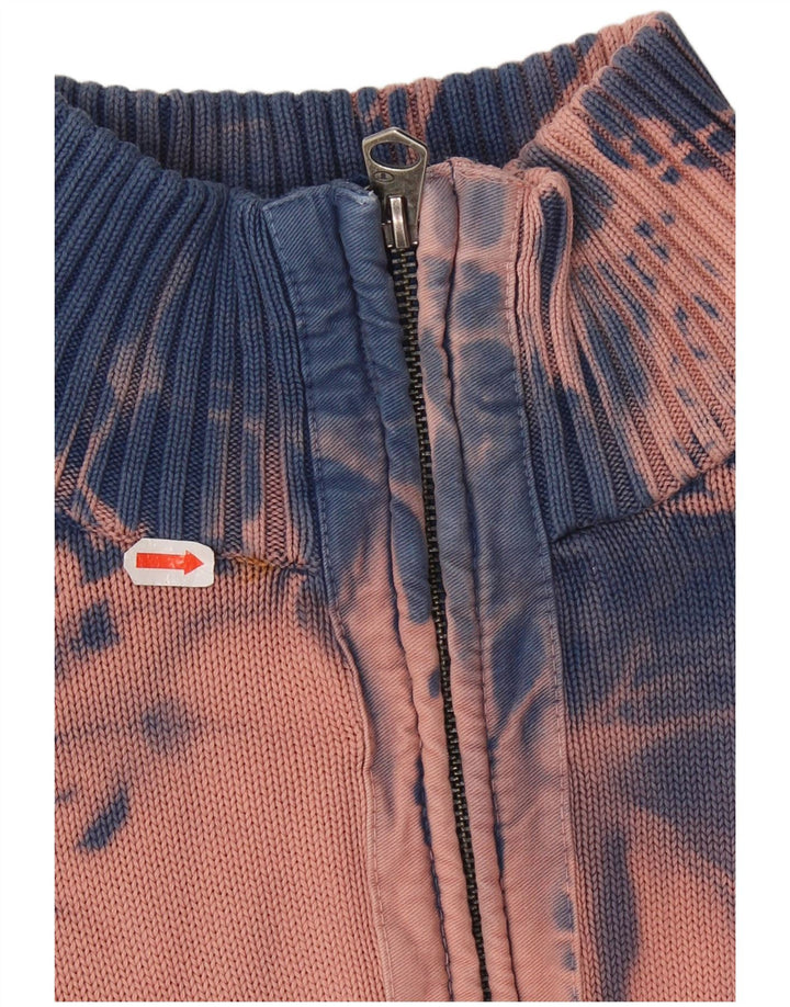 TOM TAILOR Herren-Pullover mit Reißverschluss, XL, blaue Batik-Baumwolle