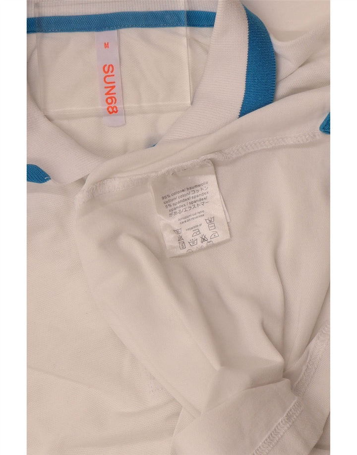 Sun68 Herren-Poloshirt aus mittelweißer Colourblock-Baumwolle