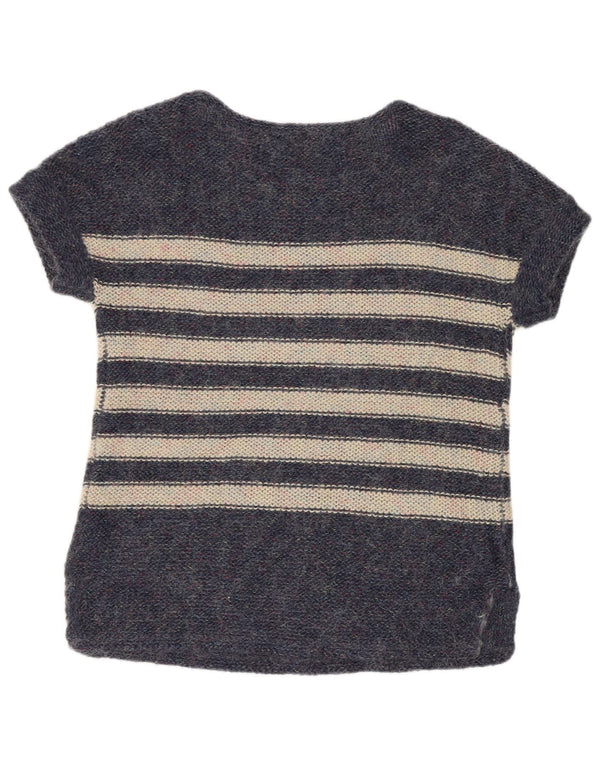 Gap Damen-Pullover, kurzärmelig, Rundhalsausschnitt, Gr. 6, XS, Marineblau gestreift