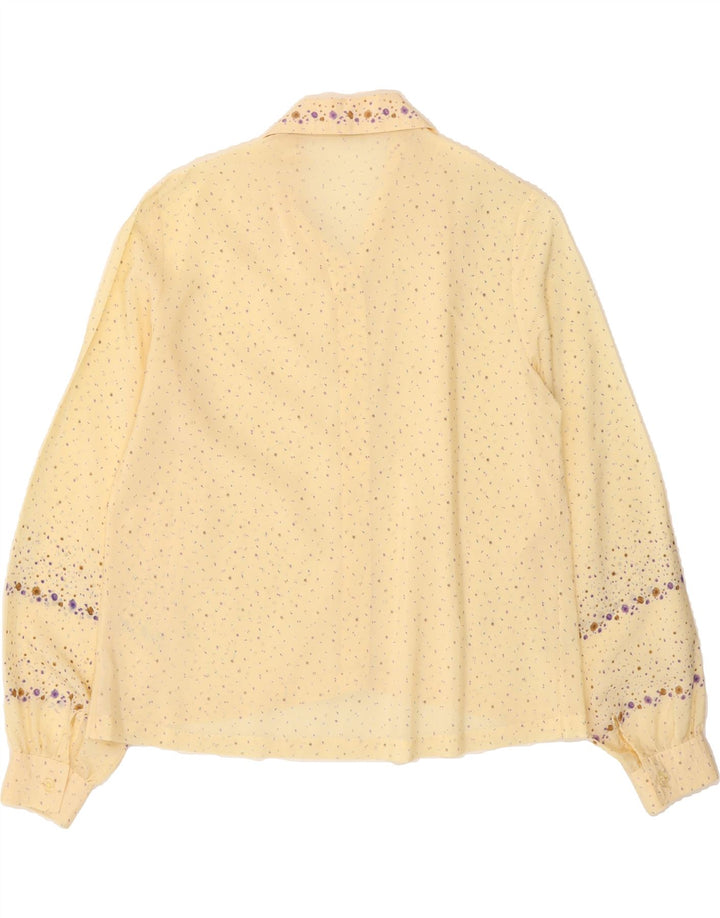 VINTAGE Womens Shirt Blouse UK 14 Medium Yellow Spotted Vintage Vintage and Second-Hand Vintage from Messina Hembry 
