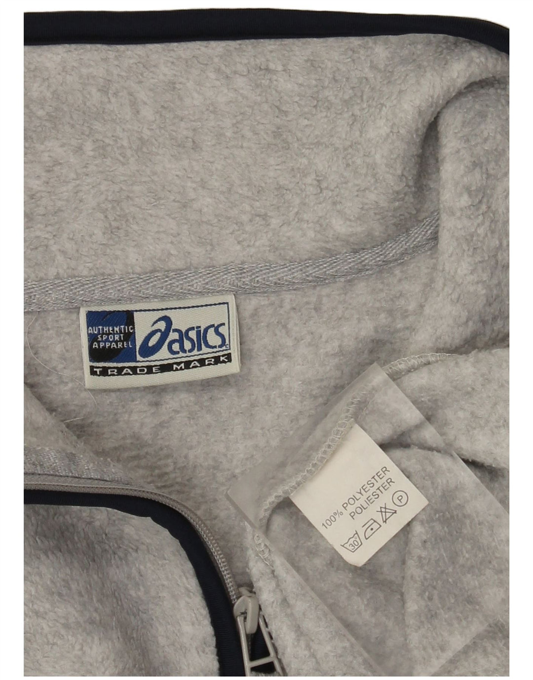 Asics Herren-Fleecepullover mit Reißverschluss, XL, graues Polyester