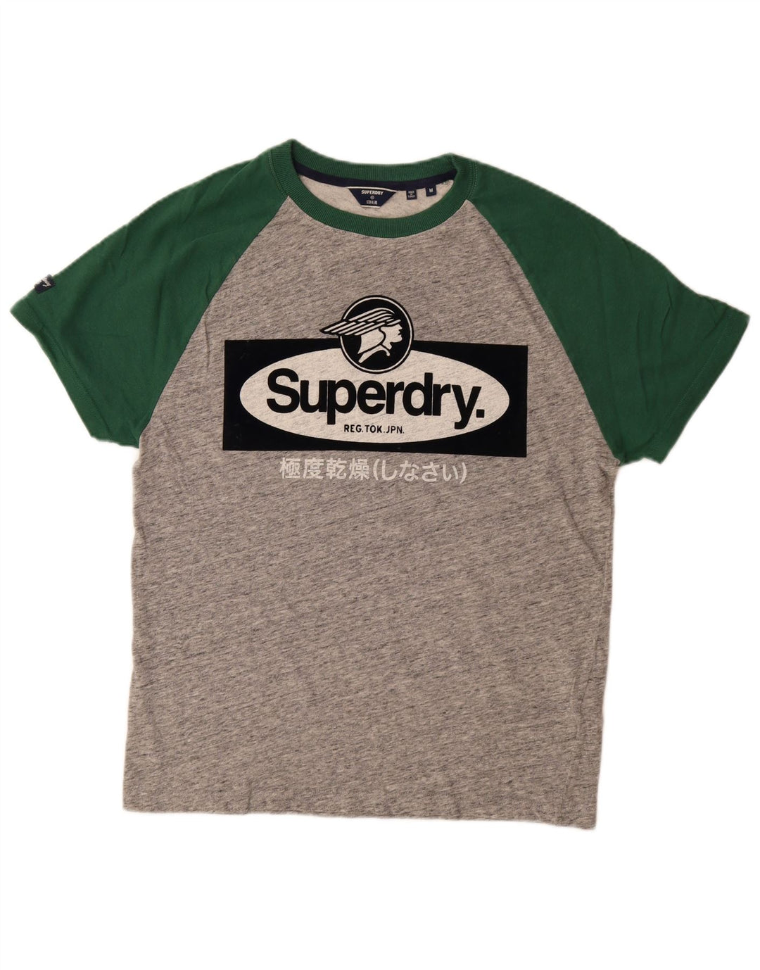 Superdry Herren Grafik-T-Shirt-Oberteil aus mittelgrauer Colourblock-Baumwolle