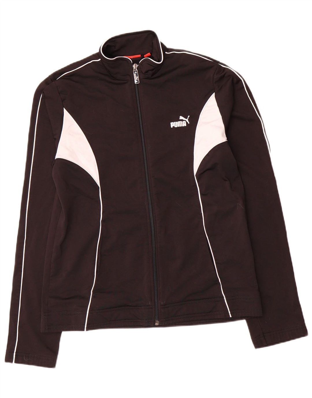 Puma Damen-Trainingsanzug-Top-Jacke, UK 14, groß, schwarzes Farbblock-Polyester