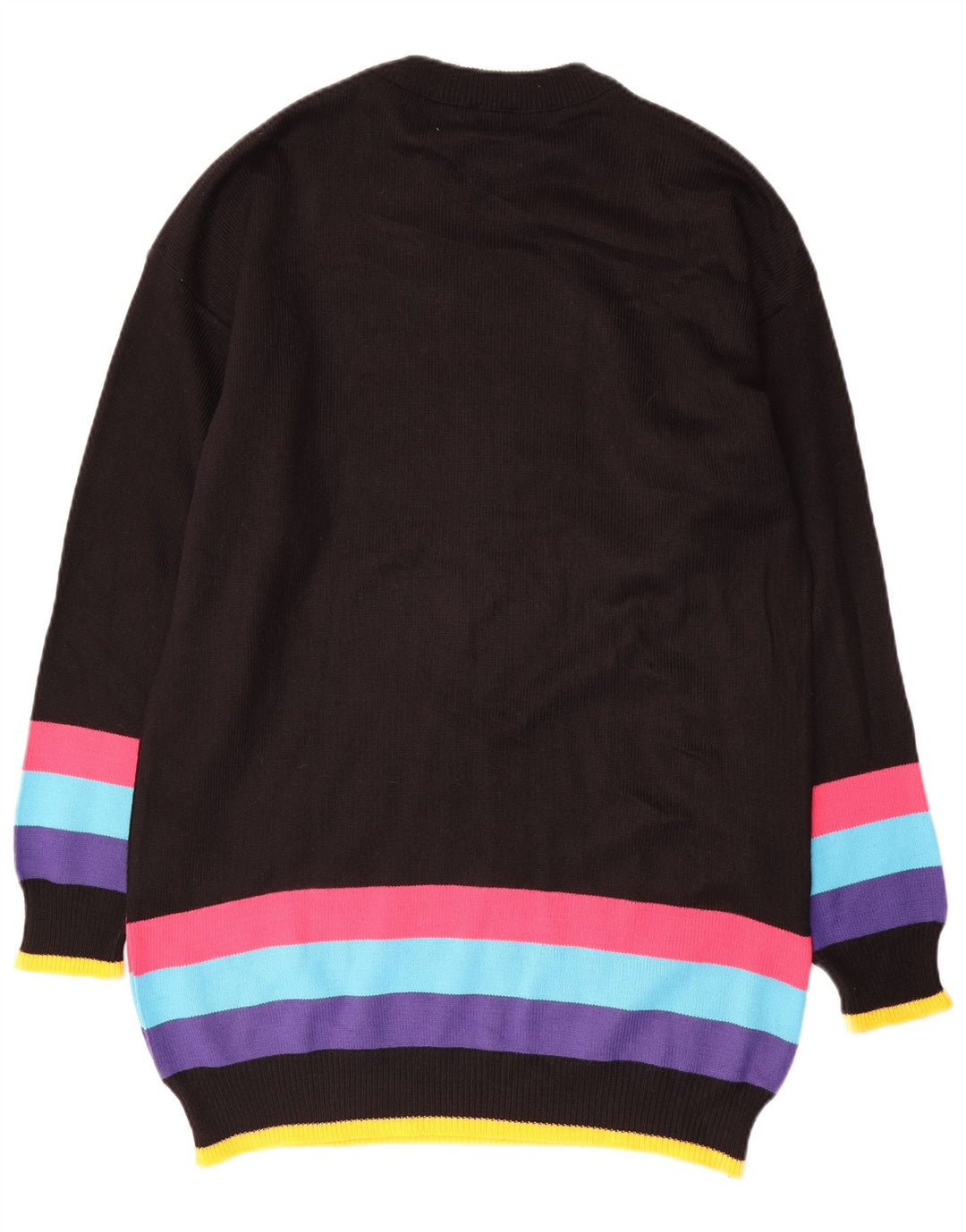 VINTAGE Damen-Pulloverkleid mit Grafik, UK 16, Größe L, Schwarz, Farbblock