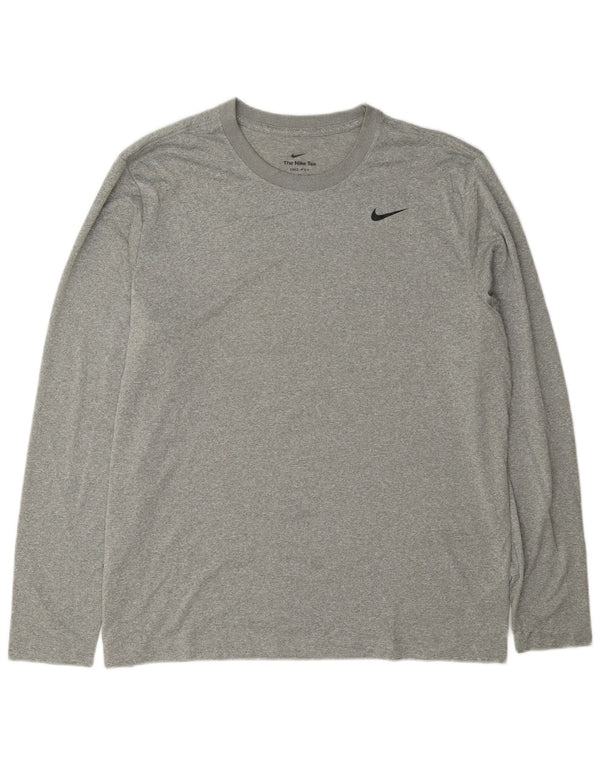 Nike Herren Dri Fit Top Langarm XL Grau geflecktes Polyester