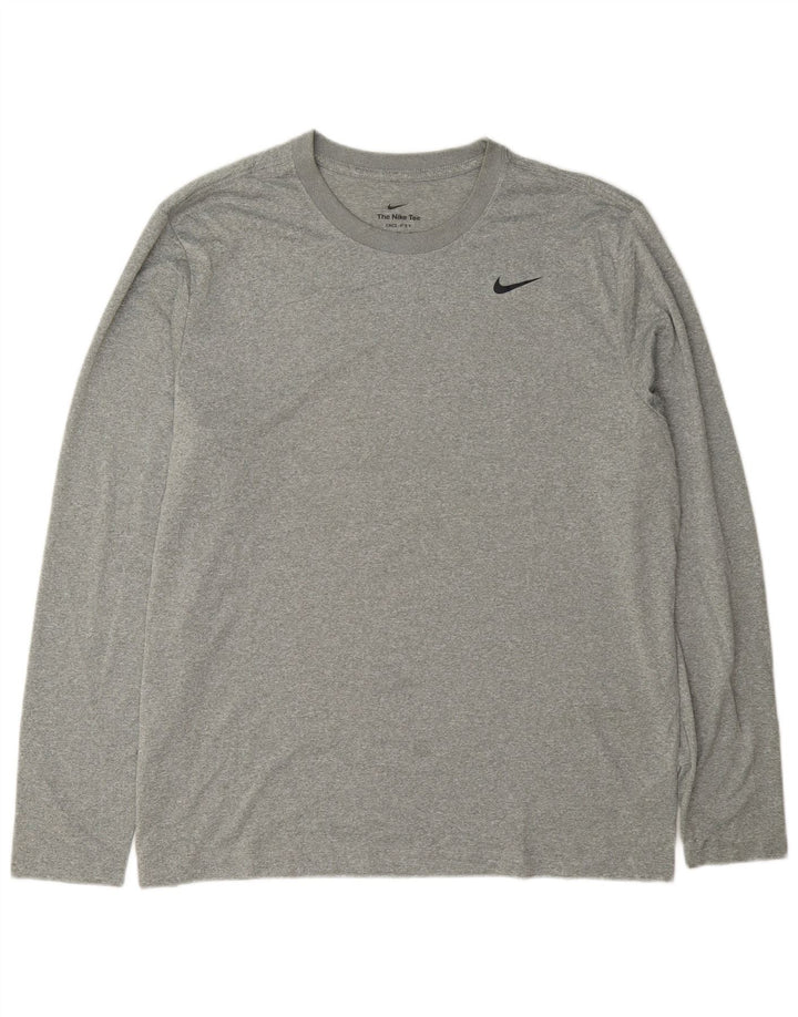 Nike Herren Dri Fit Top Langarm XL Grau geflecktes Polyester