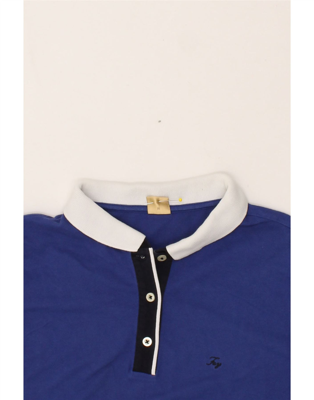 FAY Womens Polo Shirt UK 14 Medium Blue Cotton Vintage Fay and Second-Hand Fay from Messina Hembry 