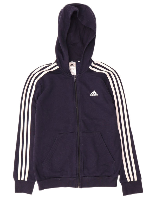 Adidas Jungen-Kapuzenpullover mit Reißverschluss, 11–12 Jahre, marineblaue Baumwolle