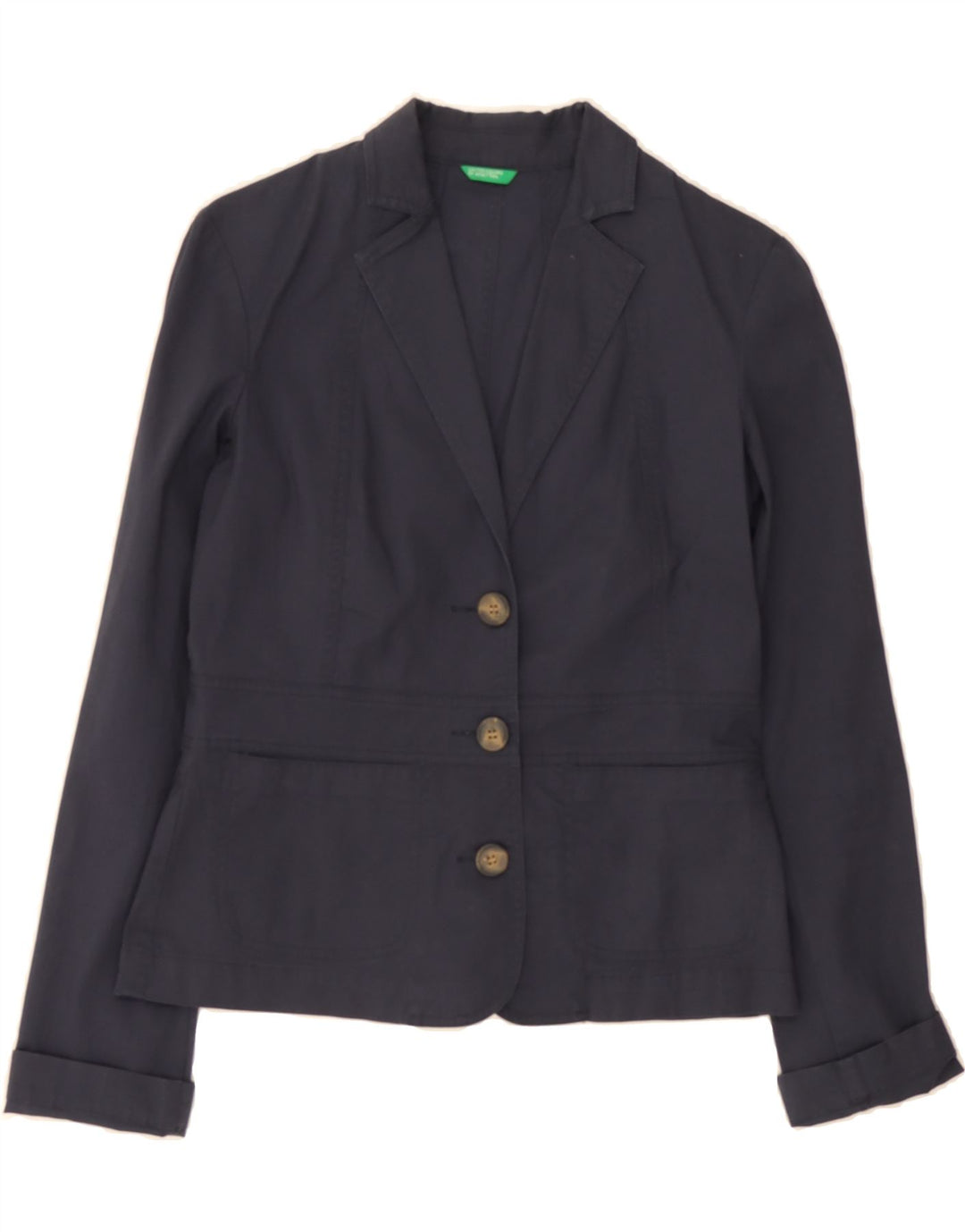BENETTON Womens 3 Button Blazer Jacket UK 14 Medium Navy Blue Vintage Benetton and Second-Hand Benetton from Messina Hembry 