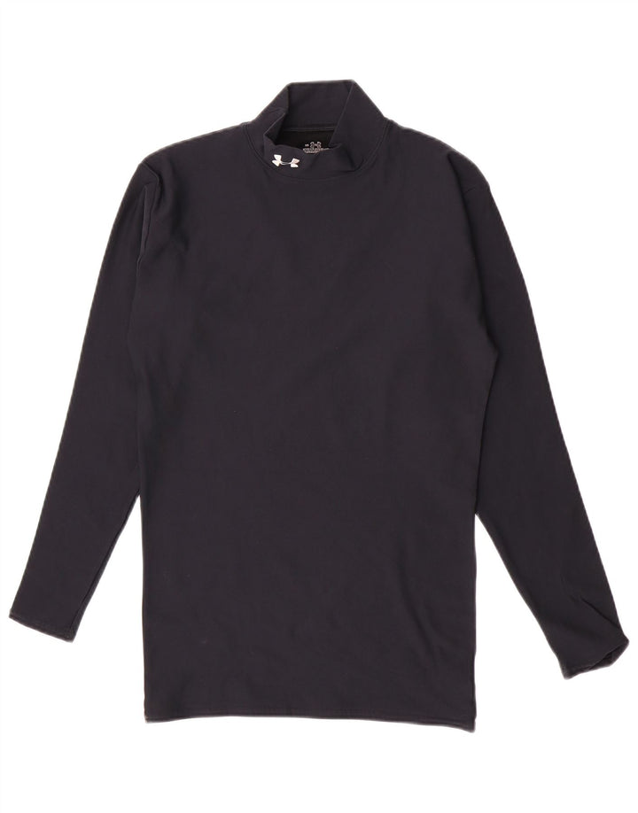 Under Armour Damen Top Langarm UK 14 Large Marineblau Nylon