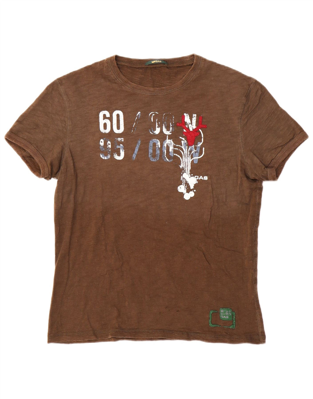 Gas Herren-T-Shirt mit Grafik, mittelbraune Baumwolle