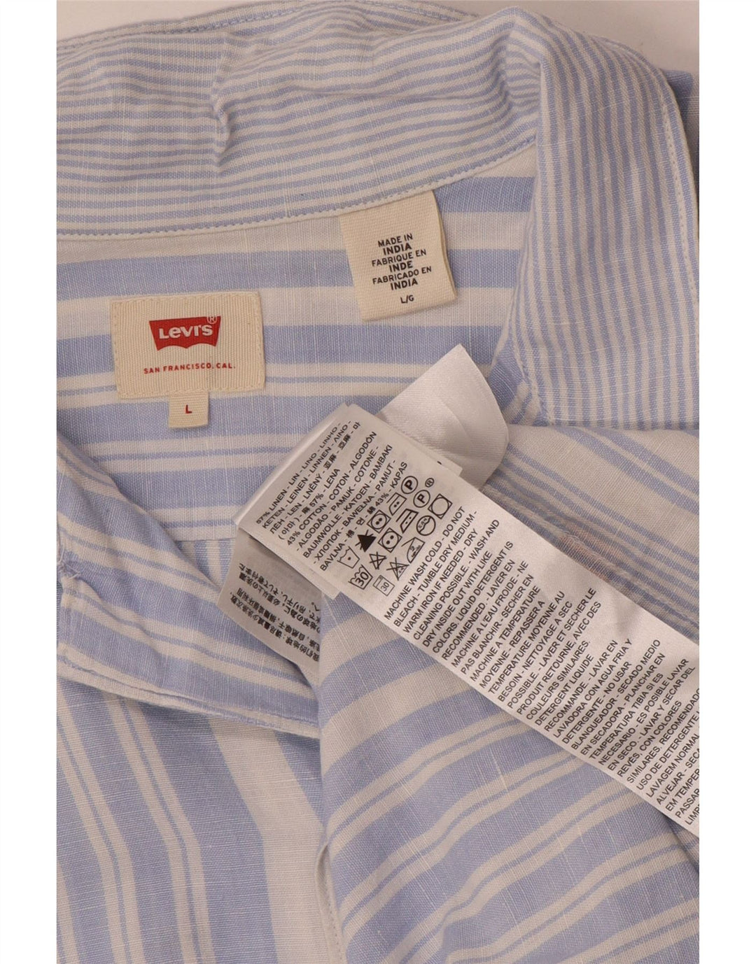 Levi's Herren-Kurzarmhemd, groß, blau gestreift, Leinen