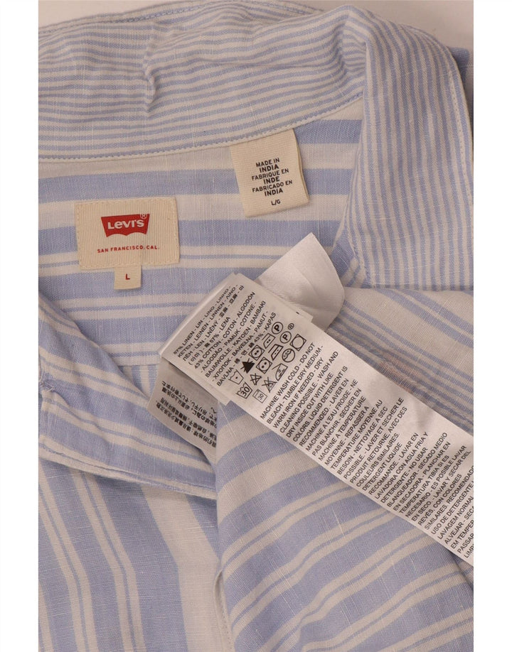 Levi's Herren-Kurzarmhemd, groß, blau gestreift, Leinen