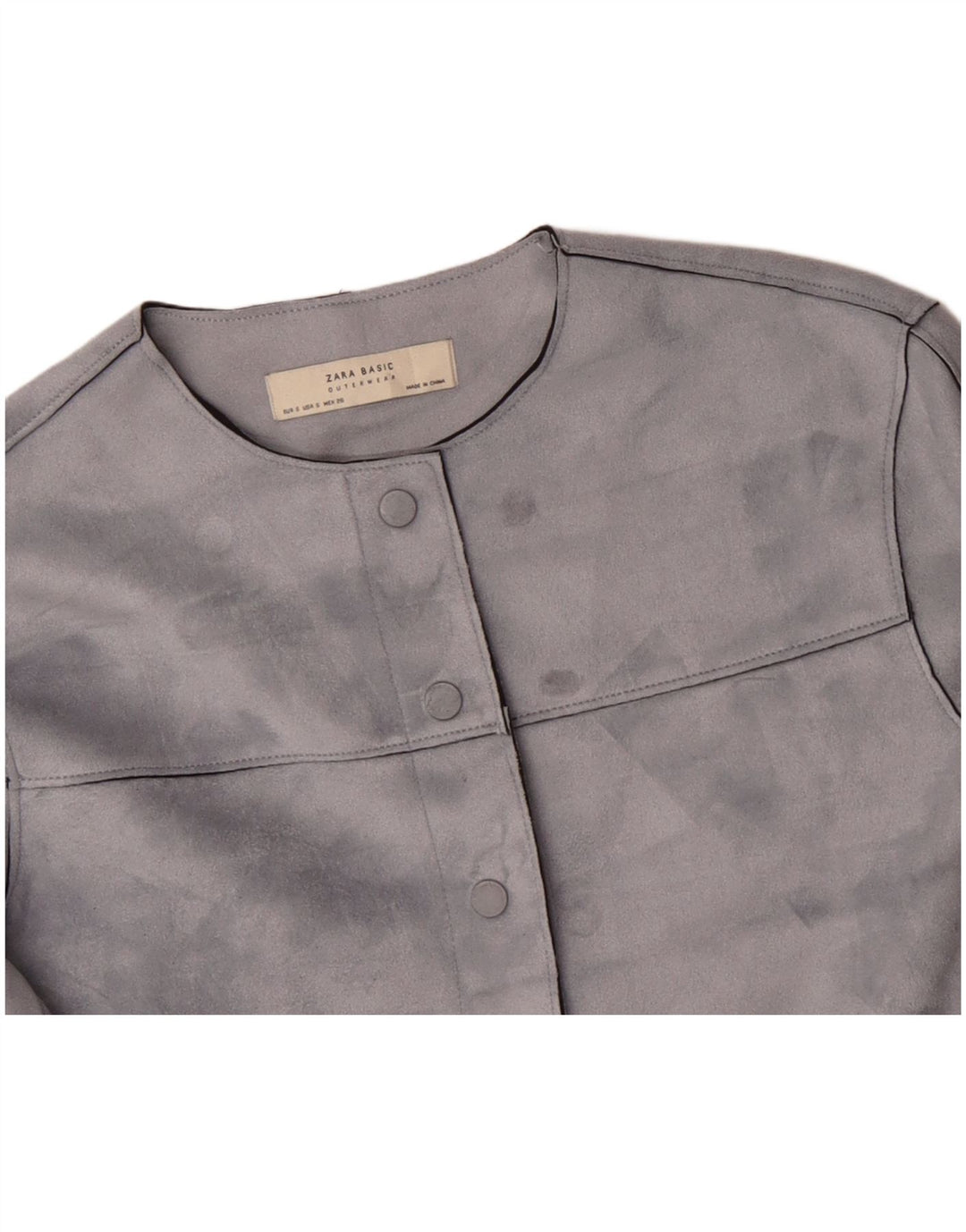 ZARA Damen Übergroße Crop Bomberjacke UK 10 Small Grau Polyester
