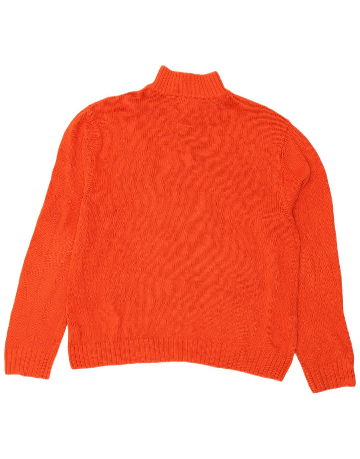 CHAPS Herren-Pullover mit Reißverschluss am Hals, XL, Orange, Baumwolle