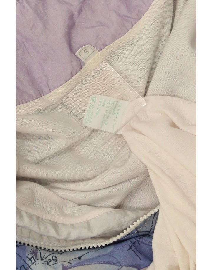 VINTAGE Übergroße Trainingsjacke für Damen, UK 10, Größe S, Weiß