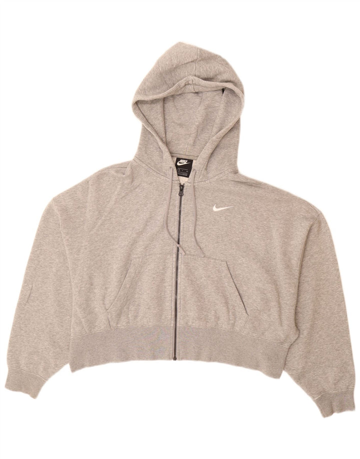 Nike Damen-Pullover mit übergroßem Reißverschluss und Kapuze, UK 10, Größe S, Grau, Baumwolle