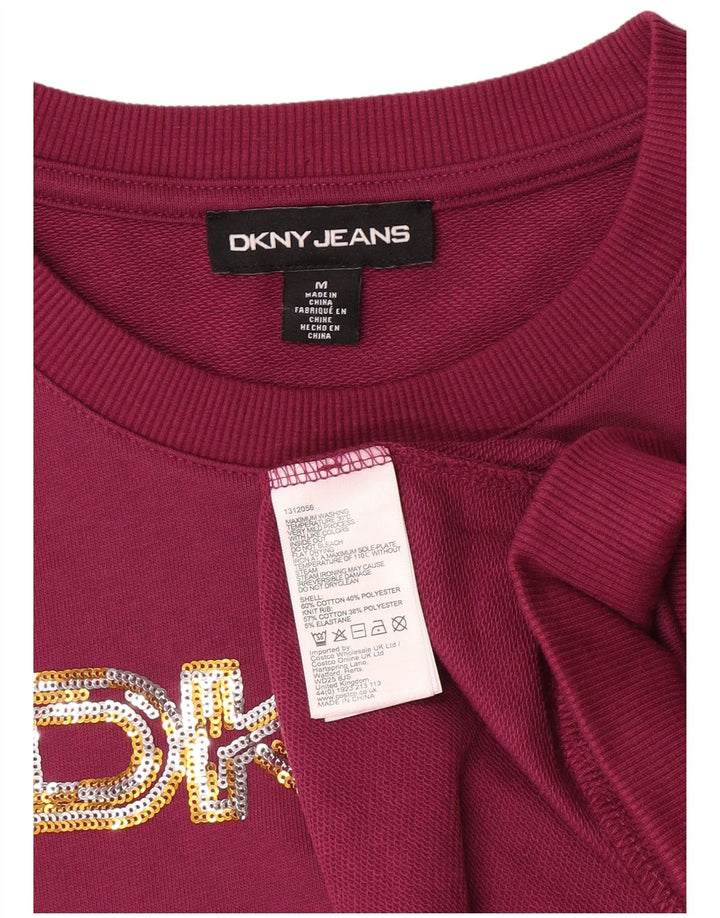 Dkny Damen Grafik-Sweatshirt-Pullover UK 14 Medium Lila Baumwolle