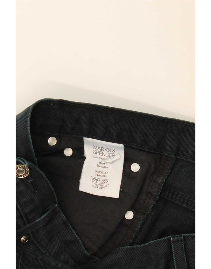 Marks & Spencer Herren Blue Harbor Straight Jeans W34 L29 Schwarze Baumwolle