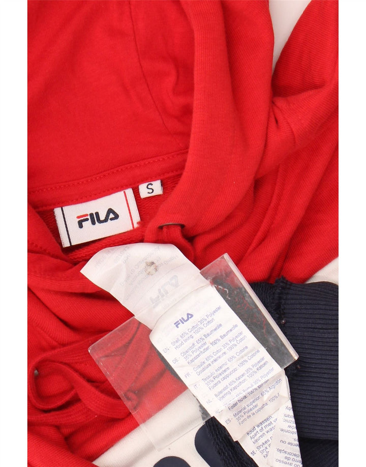 FILA Womens Graphic Hoodie Pullover UK 10 Small Mehrfarbiger Farbblock