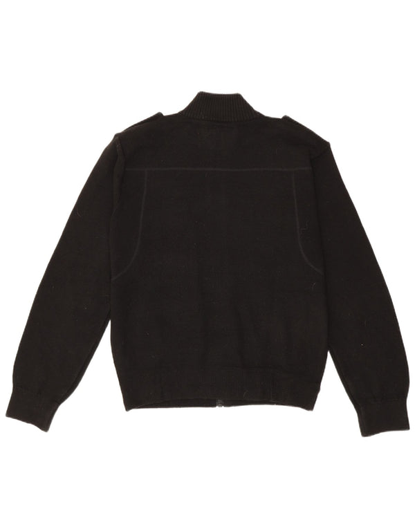 Zara Mens Military Cardigan Sweater Large Black Acrylic